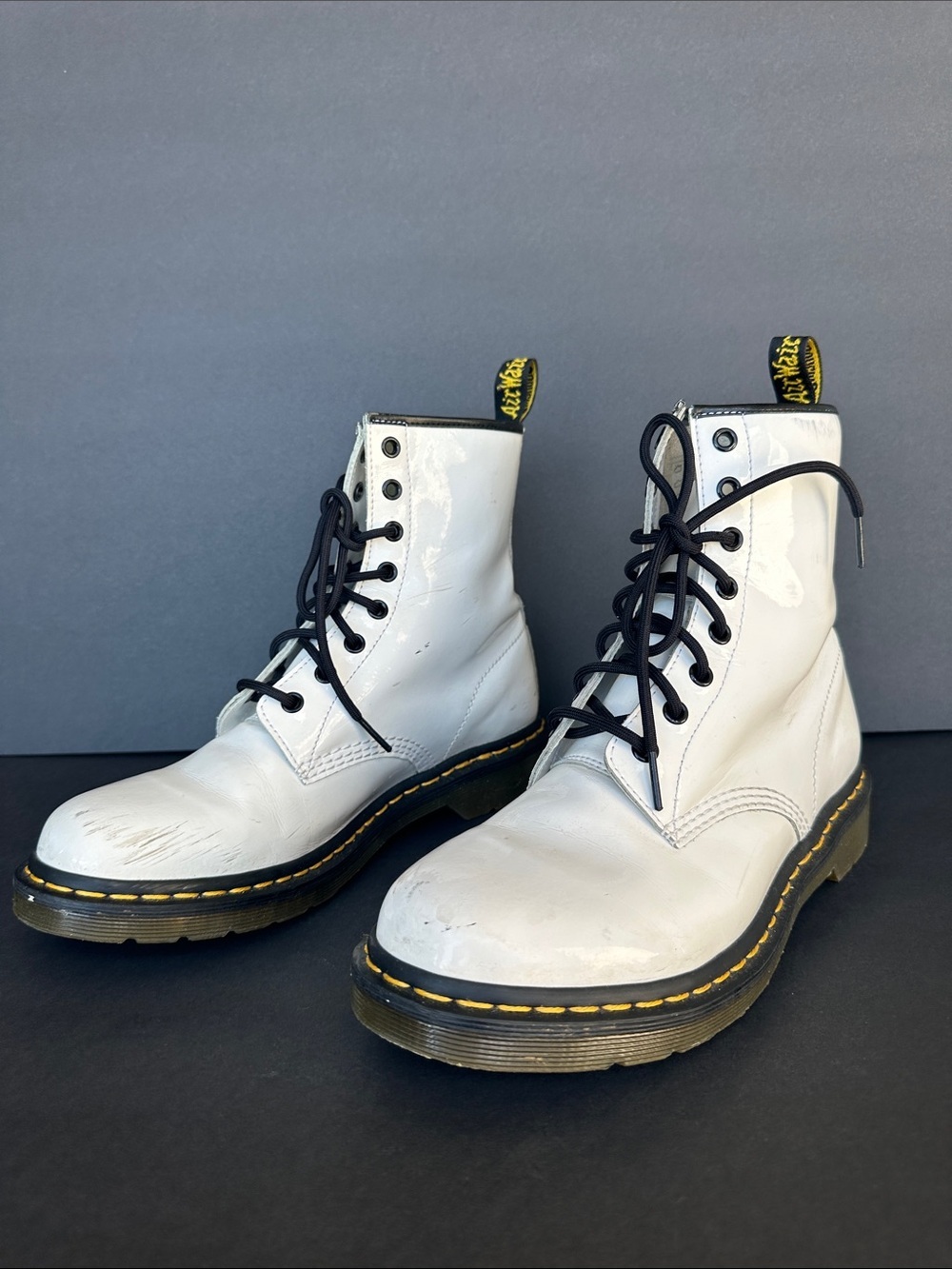 Dr. Martens 1460 women’s patent leather white boots size 10
